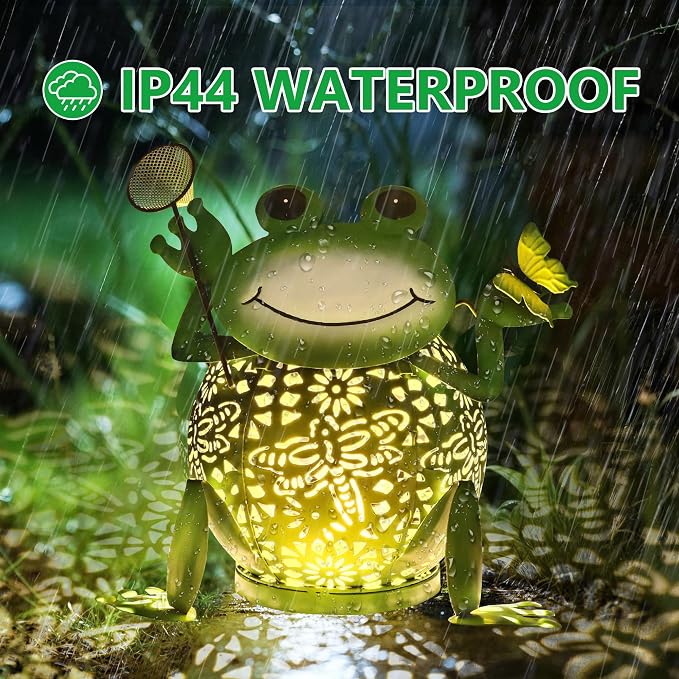 Solar Lantern Outdoor Lights, Cute Metal Solar Frog Lamp with Sound, Waterproof 2 Mode Hanging Solar Frog Lights for Yard Garden Patio Tree Pathway Lawn Outdoor Decorations