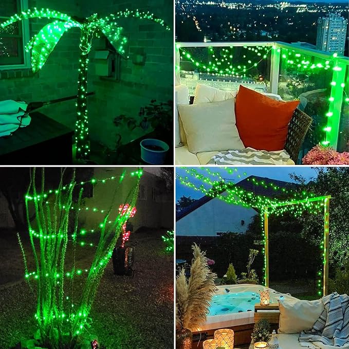 Joomer Solar Fairy Lights, 2-Pack Total 80FT 240LED String Lights, Green | Silver Wire, Solar String Light Waterproof 8 Lighting Modes for Patio Fence Party Garden Yard Home Outdoor Decoration