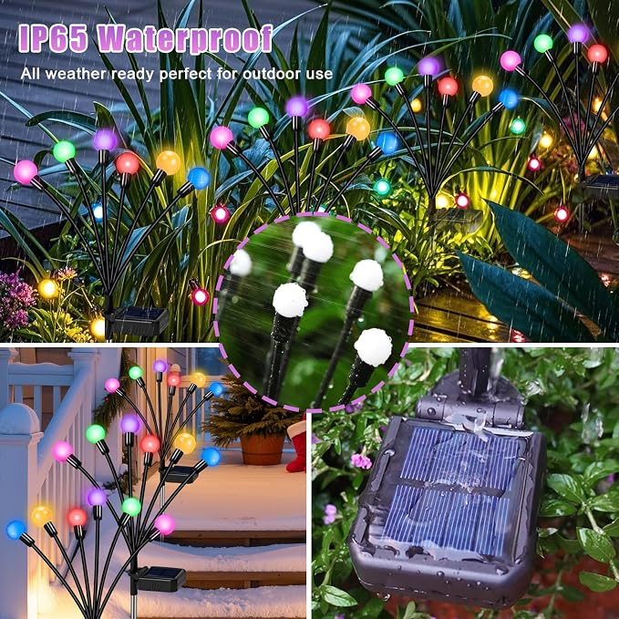 NBQQ Solar Lights Outdoor Waterproof 4 Pack of 24 LEDs Unique Gifts Women | Multicolor Swaying Solar Lights Outdoor for Yard Pathway Patio, Swaying Lawn Decor as Gardening Gifts for Women Holiday