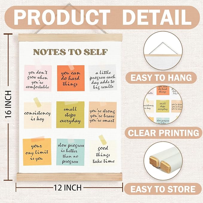 FDHSPAAM Notes to Self Mental Health Poster Wall Art Decor, Therapy Office Decor, Inspirational Self Love Psychology Wall Art Posters for Therapy Counselor Office, 12x16 Inch