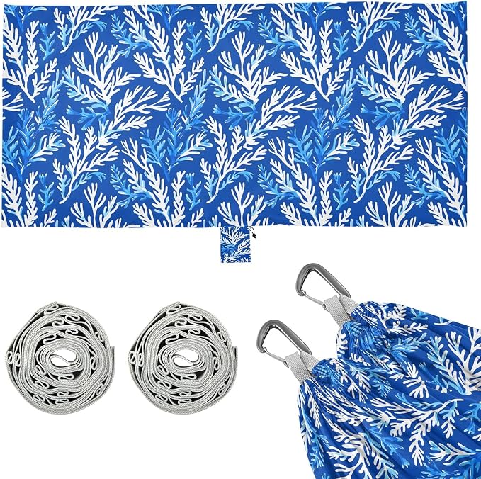 Camping Hammock Outdoor Hammocks for Outside Seaweed Kelp Blue Beach Trees Portable Lightweight with Pockets Tree Straps Indoor