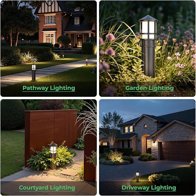 Low Voltage Landscape Pathway Lights, Replaceable G4 Bulb 12V 4W 2700K Outdoor LED Landscape Lighting, Aluminum Waterproof Walkway Lighting, Bollard Path Lights Wired, Bronze 6 Pack