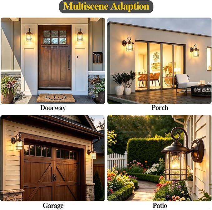 MICSIU Narrow 5.5" Wide Bronze Porch Light 1 Pack, H9.8 Vintage Farmhouse | Metal Round WaterProof Outdoor Wall Sconce, Seedy Glass Outside Fixture For Small Sidelight, Front Door, Garage