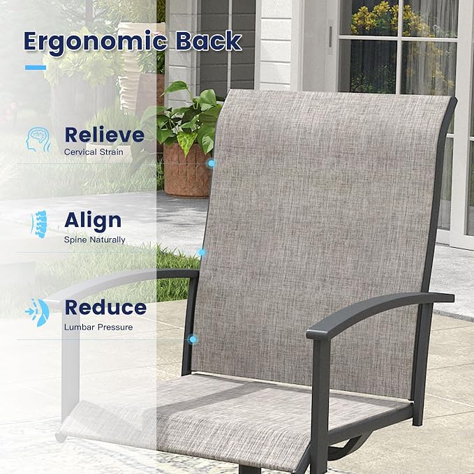VICLLAX Outdoor Table and Chairs Set for 4, Patio Dining Set of 40.6" Metal Round Patio Table with Umbrella Hole & 4 Swivel Outdoor Dining Chairs for Backyard Lawn, Grey & Antique Grey