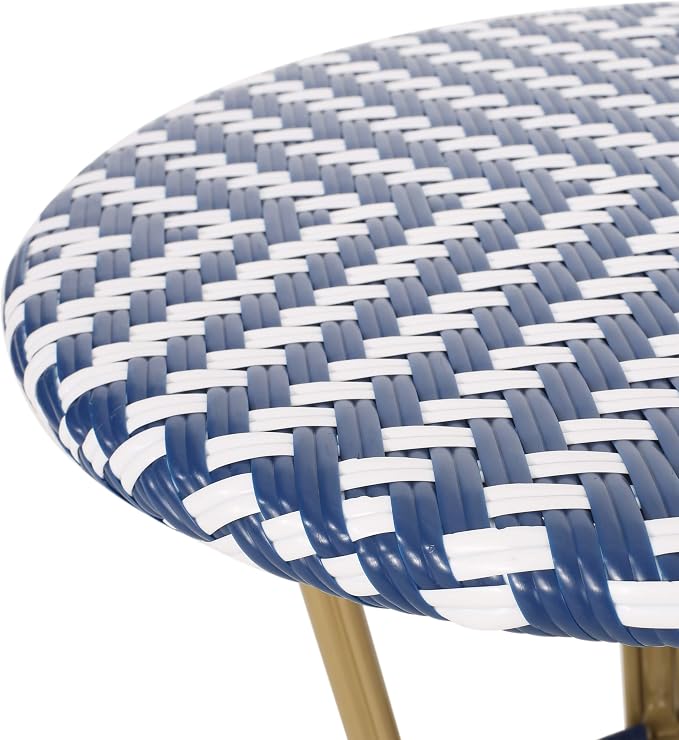 Christopher Knight Home Picardy Bistro Table, Navy Blue + White + Bamboo Print Finish