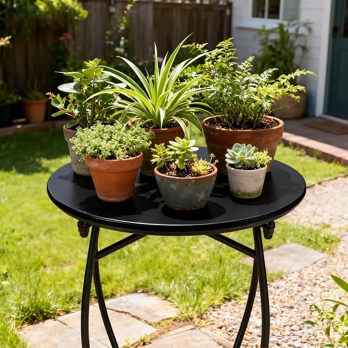 Fashion&cool Patio Side Table, Weather Resistant Metal End Table Side Table for Patio Yard Porch Balcony Garden Bedside, Easy Assemble