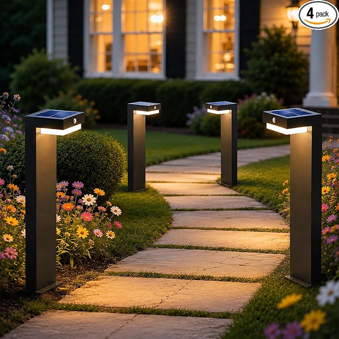 Solar Pathway Lights Courtyard Series, Motion Detection,2 Modes,4pk