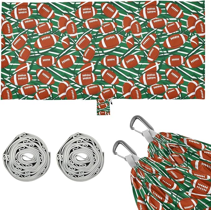 Camping Hammock Outdoor Hammocks for Outside Football Stripes Beach Trees Portable Lightweight with Pockets Tree Straps Indoor