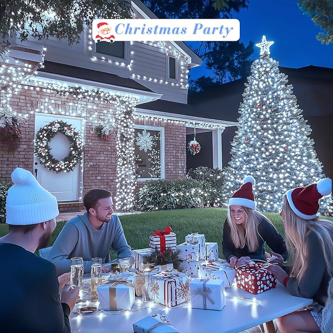 JMEXSUSS Clear Wire 720LED 230 FT White Christmas Lights with 8 Modes | Outdoor Waterproof Christmas Light Plug in, Twinkle String Lights Indoor Bedroom for Christmas Decorations