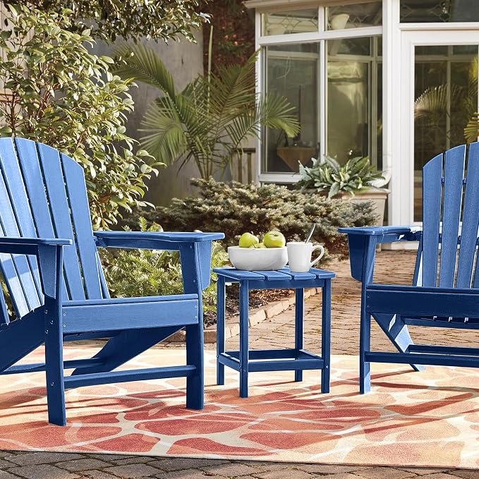 Giantex Outdoor Side Table, 18-Inch Small Patio Table, Weather Resistant HDPE Adirondack Table, Square Tea Table for Backyard, Poolside, Garden, Balcony, Outside End Table, Navy