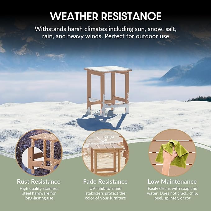 WestinTrends Malibu Square Outdoor Side Table for Adirondack Chair, Teak