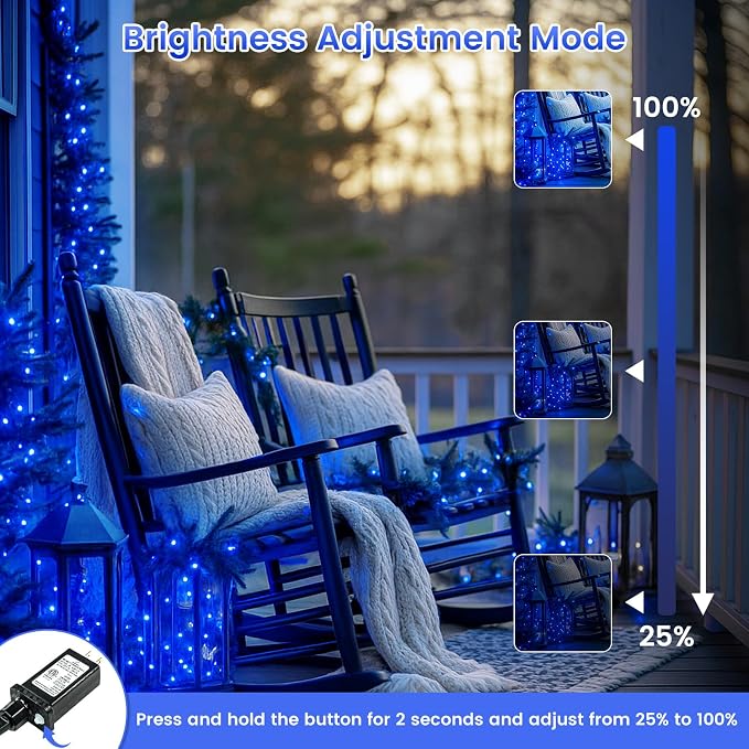 200 LED Connectable String Lights, 66FT Christmas Lights Outdoor Indoor | Blue, 13 Modes, Timer, Clear Wire Waterproof Twinkle Fairy Lights Plug in for Bedroom Classroom Patio Xmas Tree Decor