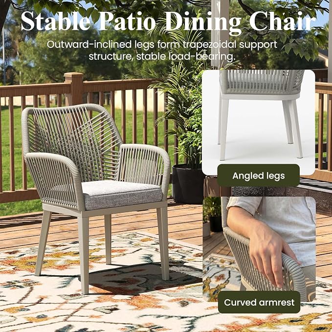 LayinSun Outdoor Dining Set for 8, 10 Pieces Patio Furniture Sets with Aluminum Dining Table and Rope Weave Chairs