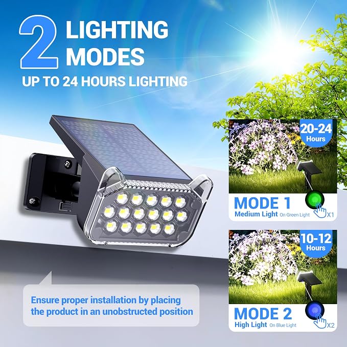 Solar Spot Lights Outdoor Waterproof IP65, Super Bright LEDs with Lens, 6500K 2 Lighting Modes, 2 in 1 Auto On/Off Solar Powered Spotlights for Yard Flag Landscape Tree, 4 Pack, Cool White