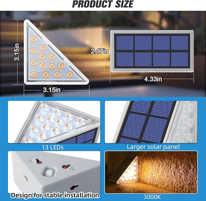 Solar Step Lights - 12 Pack Warm White Auto On/Off, Waterproof IP67, Outside for Stairs, Patios, Yards, Porches, Steps, Sidewalks, Decks