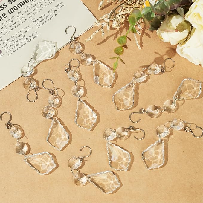 10pcs Crystal Sun Catcher Clear Chandelier Prism Pendant Hanging Crystals | Crystal Sun Catcher, 38mm Hanging Crystal, Chandelier Parts, Prism Pendants with Hook, Crystal Christmas Ornaments Home Decor