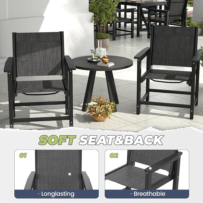 7 Pieces Outdoor Dining Sets HDPE Patio Dining Table and Chair Set for 6 | with Umbrella Hole;