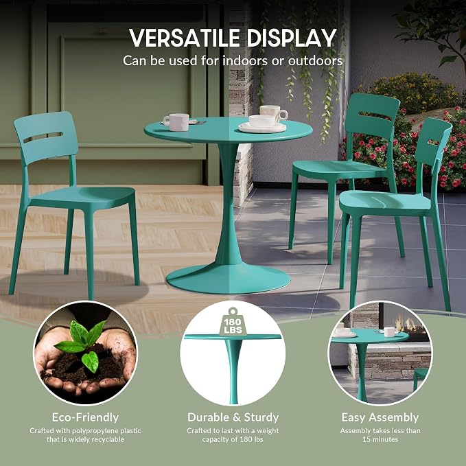 WestinTrends Playa 31.5" Round Outdoor Indoor Metal Cocktail Dining Table, Turquoise