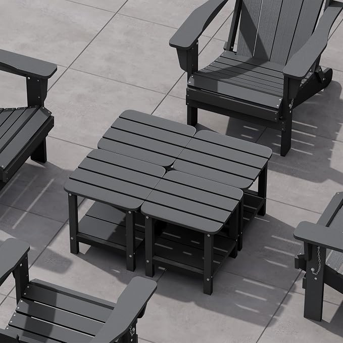 SERWALL Adirondack Table Set of 4, Outdoor Side Table- Gray