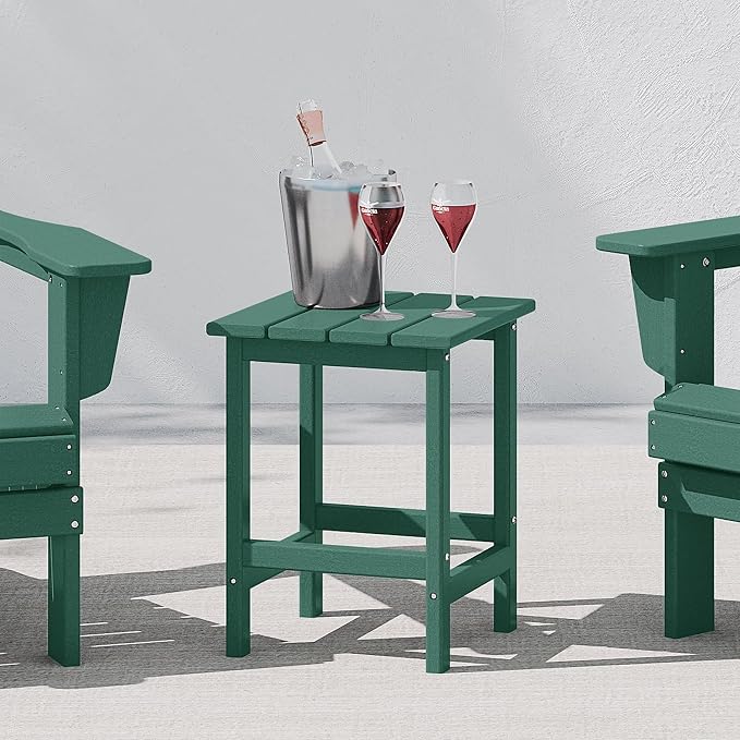 WestinTrends Malibu Square Outdoor Side Table for Adirondack Chair, Dark Green