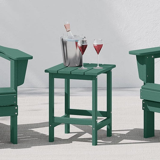WestinTrends Malibu Square Outdoor Side Table for Adirondack Chair, Dark Green