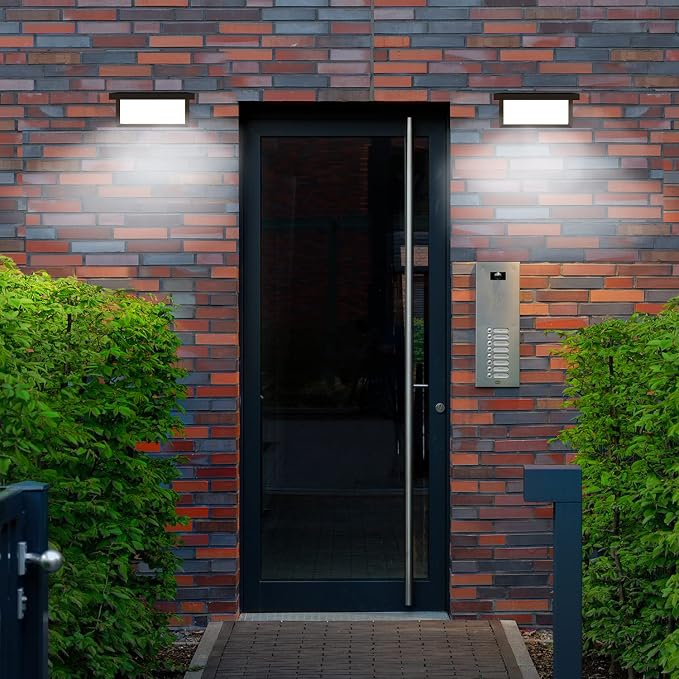 6000K Porch Lights Outdoor, 18W 1800LM LED Wall Light 2 Pack | IP65 Waterproof Anti-Rust Aluminum Modern Exterior Fixtures for Over Door, Garage, Patio