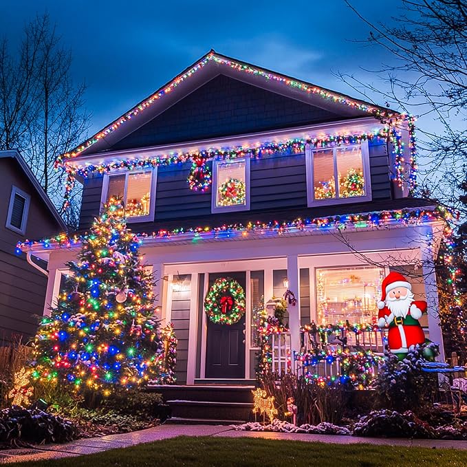JMEXSUSS 168FT 600 LED Christmas Decor String Lights, Christmas Tree Lights | Multicolor Christmas Lights Indoor Outdoor Waterproof Plug-in for Tree Patio Party Holiday Xmas Decor, Remote, Clear Wire