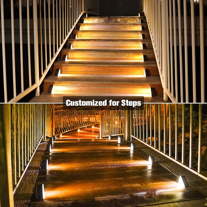 VOLISUN Solar Step Lights Outdoor Waterproof, LED Outdoor Stair Lights | Solar Step Light for Outside, Deck Light Decor for Stair,Front Porch and Patio(Brown,24 Pack)