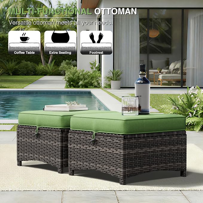 Joyside 6 Piece Wicker Patio Furniture Set, Rattan Patio Chairs with High Back, Deep Seating, Wide Armrest, Thickened Cushions, Outdoor Furniture for Deck, Porch Use