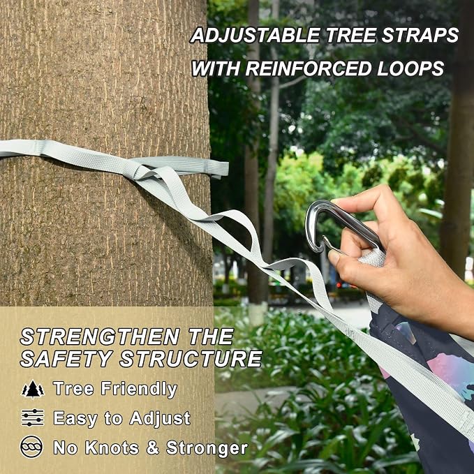 Camping Hammock Outdoor Hammocks for Outside Laser Seahorse Beach Trees Portable Lightweight with Pockets Tree Straps Indoor
