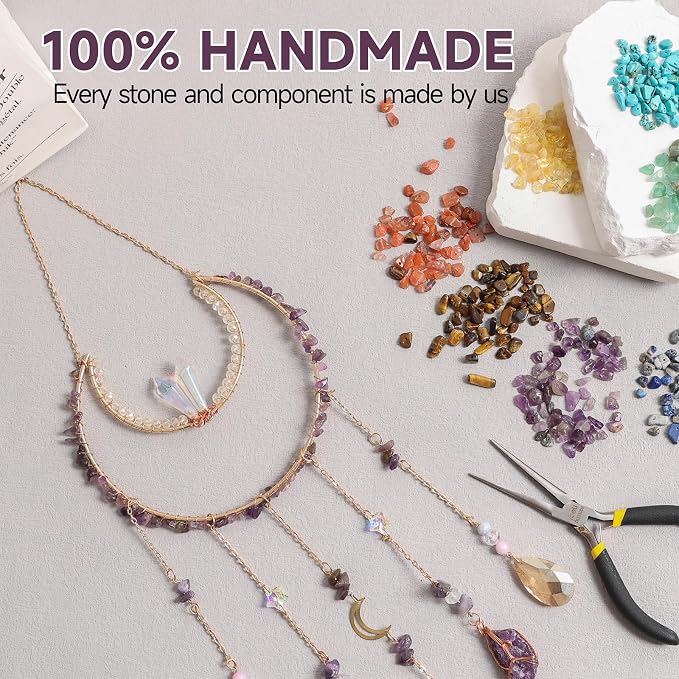 Crystal Suncatcher, Dreamsum Window Suncatchers with Crystals and Stones | Sun Catchers Indoor, Window Catcher with Prism Slices, Moon Crystal Suncatchers gift for Girls, Lover and Mom-Purple