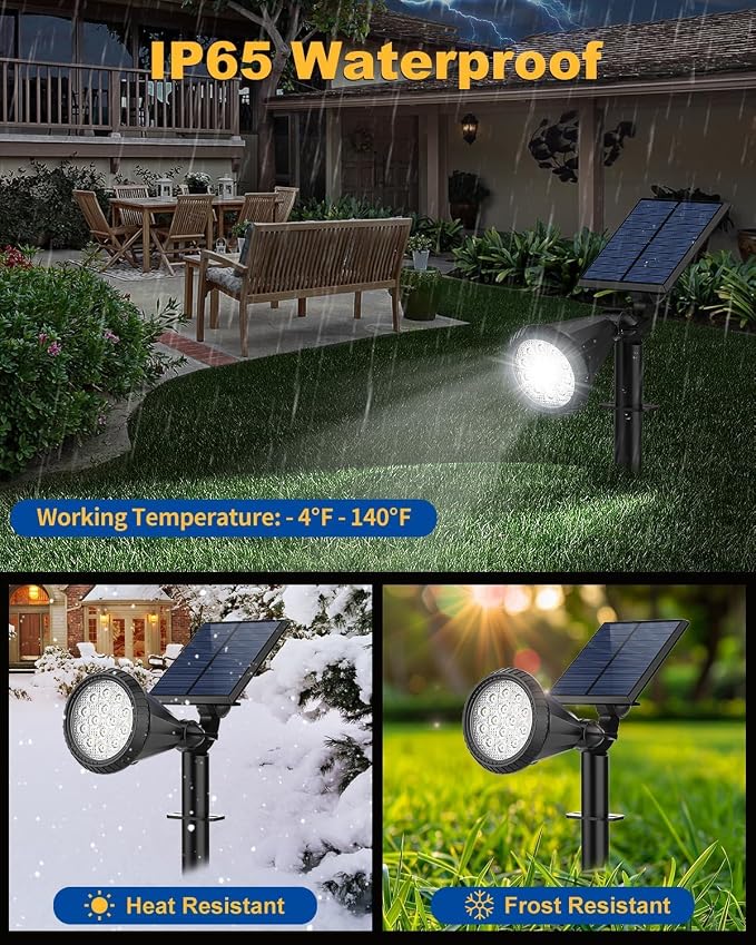 Solar Spot Lights Outdoor, 10 Pack Outdoor Solar Lights for Yard, 4 Lighting Mode Solar Landscape Spotlights with Auto On/Off, 2-in-1 Waterproof Wall Lights for Garden, Walkway (Cool White)