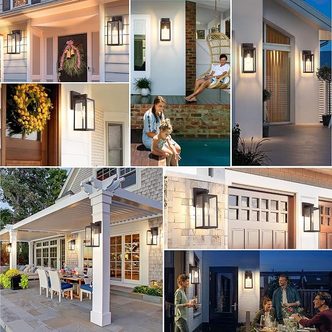 MAXvolador Outdoor Wall Lantern, Exterior Waterproof Wall Sconce Light Fixture, Dark Chocolate Anti-Rust Mount Lights Glass, E26 Porch Patio Lighting | Porch Wall Sconce Dark Chocolate, Anti-Rust, E26 Socket, Clear Glass, Outside Wall Mount Light, Fron...