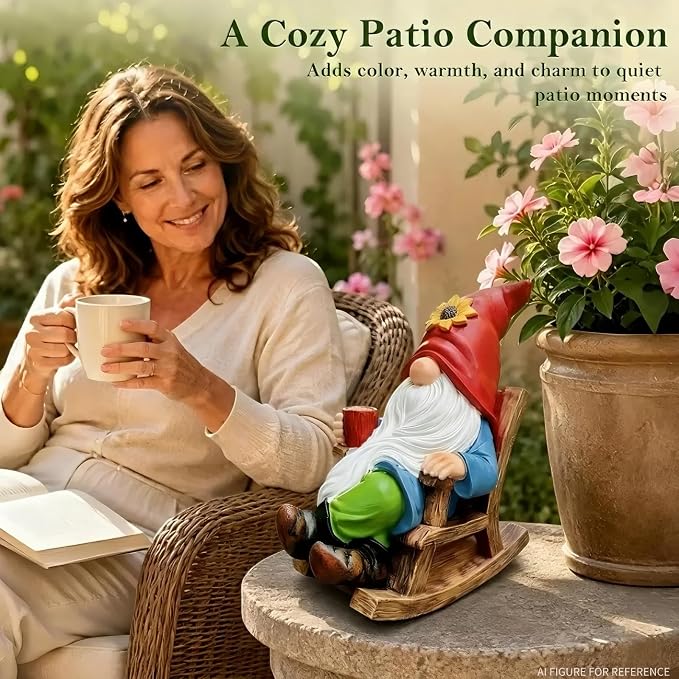 Outdoor Garden Gnome Statue Decoration - Funny Drinking Coffee gnomes Figurine Ornament for Indoor Outdoor Home Patio Yard Lawn - Lucky Gnome Unique Mom Birthday Gifts - Best Garden Gifts for Day
