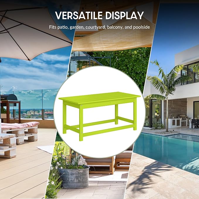 WestinTrends Malibu Outdoor Coffee Table, 35" x 17.5" All Weather Poly Lumber Patio Adirondack Coffee Table for Garden Lawn Porch Balcony, Lime