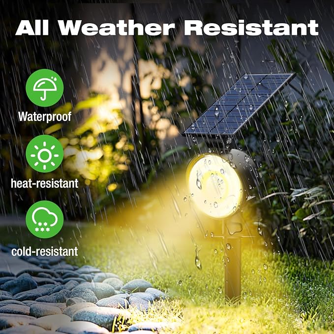 nipify Solar Spot Lights Outdoor Waterproof, Landscape Spotlights | Warm White, 8 Pack/53 LED/3 Modes, Adjustable Solar Panels, Auto On/Off, Uplights Lighting for Outside Tree Yard Flag Garden