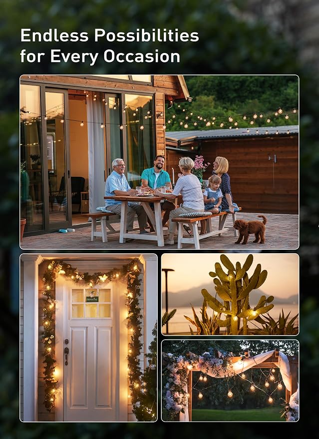 Brightown Outdoor String Lights, 30FT G40 LED IP65 Waterproof Patio Lights | 25 Shatterproof Edison Bulbs, Plug-In, Dimmable, Connectable, Outside Light for Backyard Porch Party Christmas Decorative