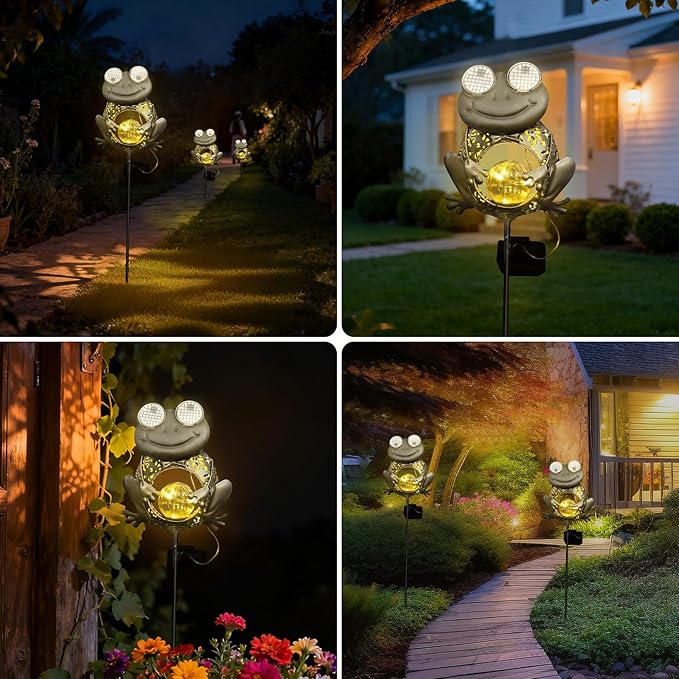 SRNPMIU Solar Lights Outdoor Decor, Solar Frog Yard Decorations Outdoor | Garden Decorative, IP65 Waterproof, Gifts for Women Mom, for Yard Patio Lawn Pathway Landscape