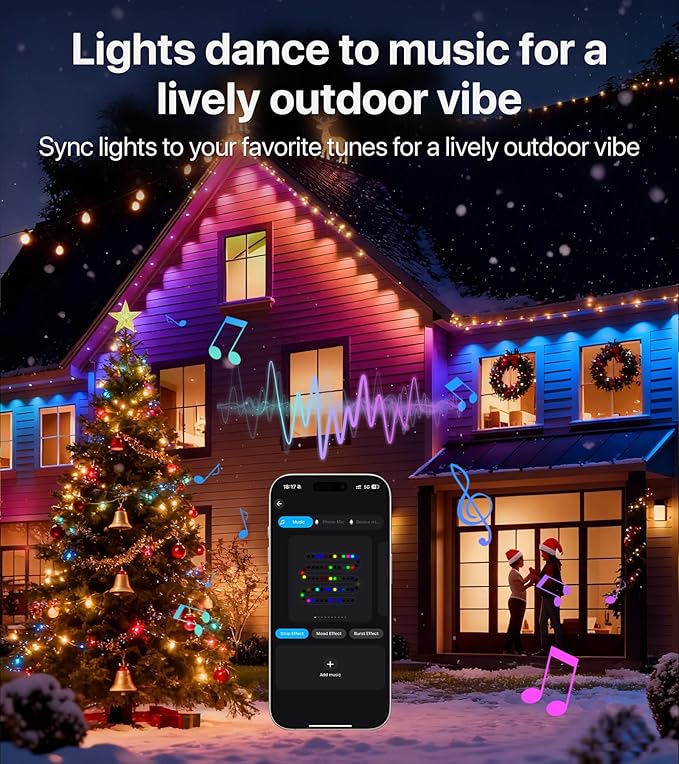Permanent Outdoor Lights, 100FT RGB+IC Eave Lights, Music Mode | Permanent Outdoor Lights with App & Remote Control, 72+ Preset Scenes, Timer, and IP65 Protection for Homes, Yard