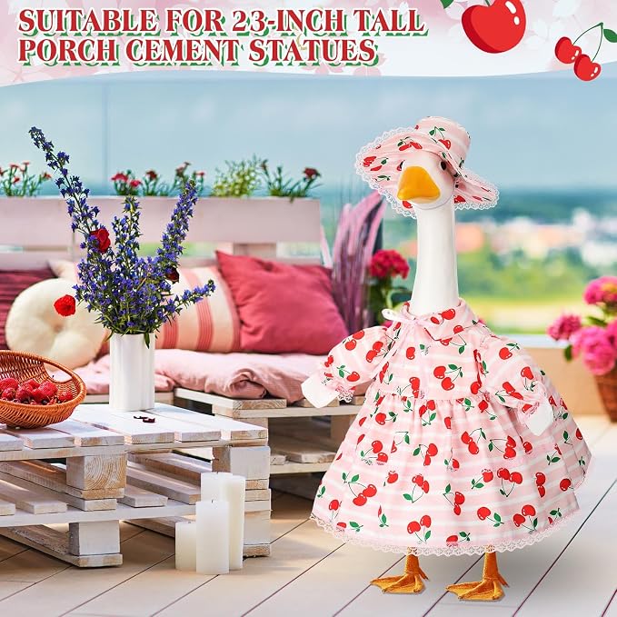 FuWeave Fall Porch Goose Outfit for Lawn Decor | Fits 23"/17" Lawn Plastic/Cement Statue Goose Costume Dress for Front Outdoor Courtyard Garden Patio Yard Decoration
