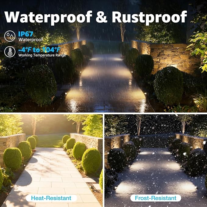 SUNVIE 5W 3000K Low Voltage Well Lights Landscape LED in Ground, 6 Pack | 12-24V AC/DC, Anti-Glare, Die-cast Aluminum, Waterproof, Fastlock2 Wire Connectors, Landscape Lighting for Walkway, Pathway