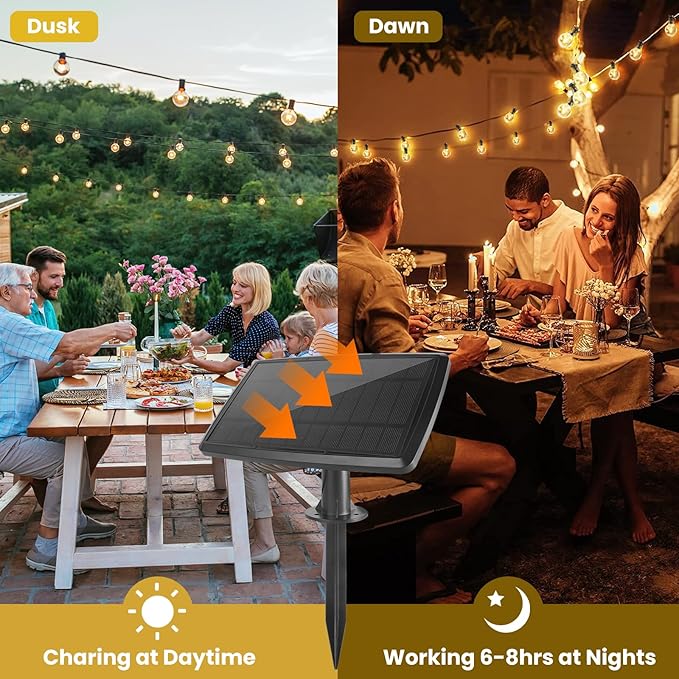 Yusist 300FT Solar String Lights Outdoor Waterproof with Remote,G40 Solar Powered String Lights with 60+3 LED Shatterproof Bulbs, Dimmable Solar Patio Hanging Lights for Outside Backyard Party