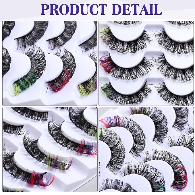 Geelin 7 Pcs Porch Goose Outfit Eyelash for 23/17'' Plastic Lawn Goose Statue Reusable Mink Fake Lashes End 3D Salon Eyelashes for Lawn Patio Art Decoration(Classic,Multicolor)