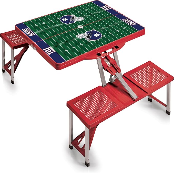PICNIC TIME NFL Picnic Table Portable Folding Table with Seats and Umbrella