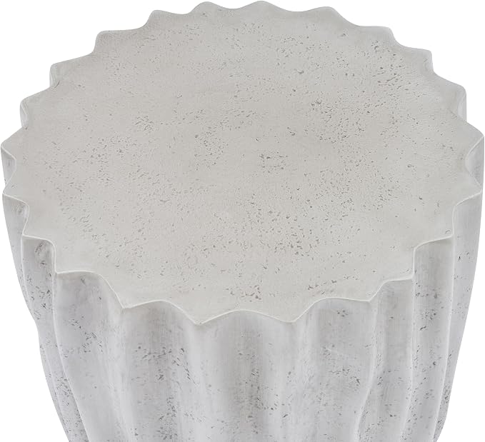 Christopher Knight Home Fairhill Outdoor Ribbed Side Table, Lightweight Concrete End Table, Accent Table with Wave Textured, Decorative Small Coffee Desk for Living Room Patio Balcony, Antique Grey