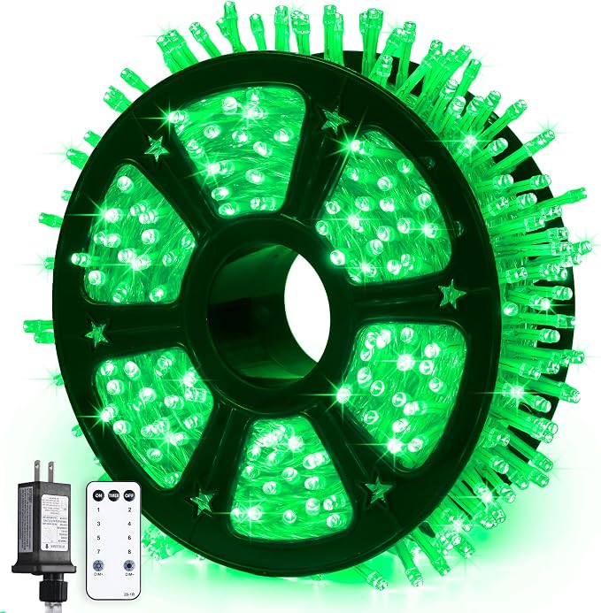 JMEXSUSS 600 LED Green Lights Indoor Outdoor Waterproof for Halloween Decor | Plug in 168 FT Green Christmas String Lights for Yard Tree Room Garden Halloween Party Xmas Decor, 8 Mode, Remote