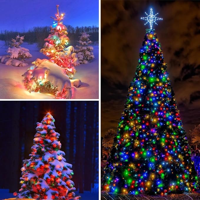 KAQ 4pack 400LED Solar String Lights Outdoor Waterproof Multicolor | Total 132FT Flexible Wire With Bright LEDs, 8 Twinkle Modes with Memory, Auto On/Off Easily Decorates Trees, Fences, Garden