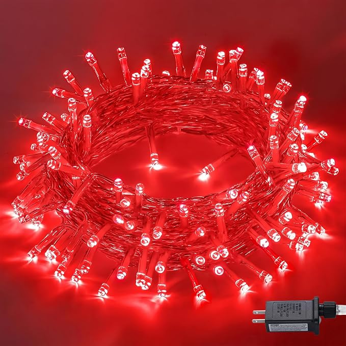 JMEXSUSS 150 LED Connectable Red Christmas Lights Indoor Outdoor Waterproof | 59 Ft Red Halloween String Lights Plug in, 8 Modes Twinkle Fairy Light for Bedroom Patio Party Tree Holiday Xmas Decor