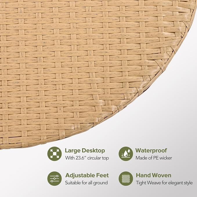 LUMISOL 7 Pieces Outdoor Furniture Set, All-Weather Rattan Sectional Sofa Set with Thick Cushions and Pillows, Freely Combined Conversation Sets for Garden, Backyard, Balcony, Brown