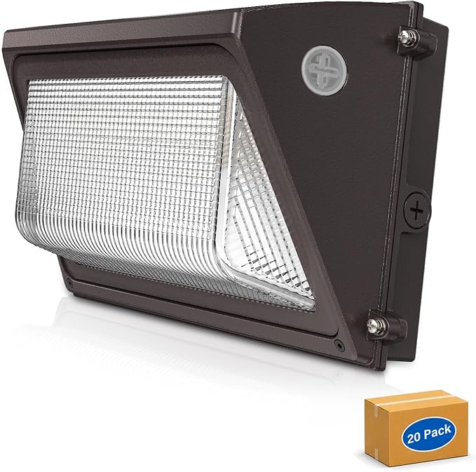 JCE LED Wall Pack with Dusk to Dawn Photocell,120W 18,000LM Wattages Adjustable Glass Lens Color Tunable IP65 Outdoor Security Flood Wallpack for Yard Parking Lot Warehouse (120W-20Pack)